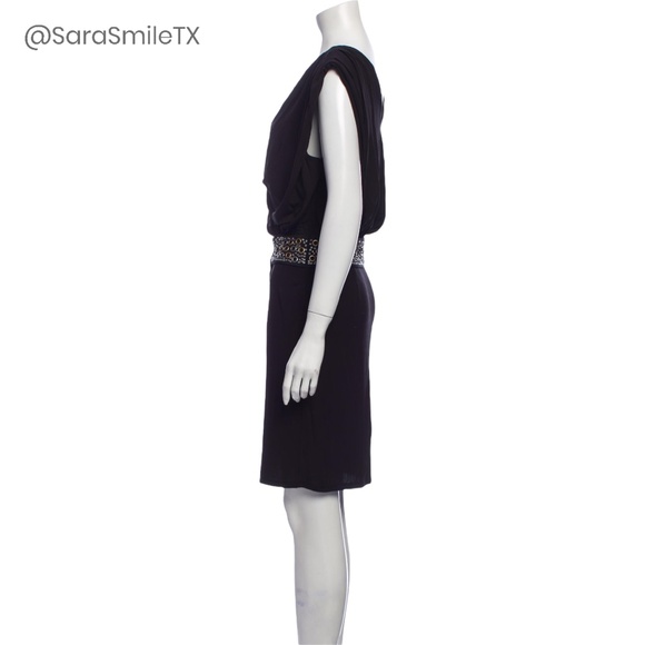 HAUTE HIPPIE Black Draped Crisscross Metal Grommet Mini Dress - Picture 7 of 12